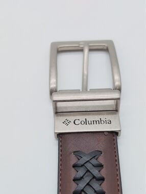 Columbia Men's Brown Leather Belt with Black Woven Accent Sz 44